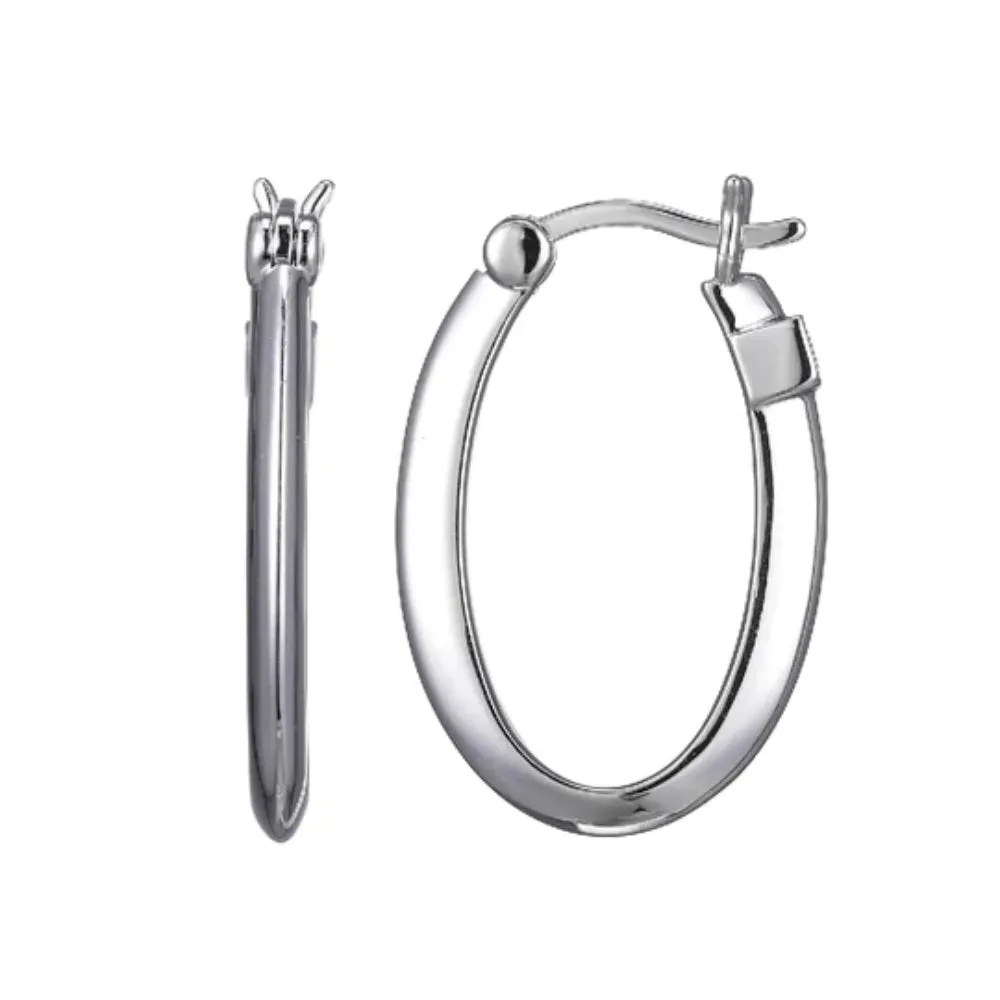 Elle "Mirage" Sterling Silver Oval Hoop Earrings