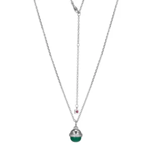 Elle Sterling Silver "Pivot" Green Agate Cabochon Necklace