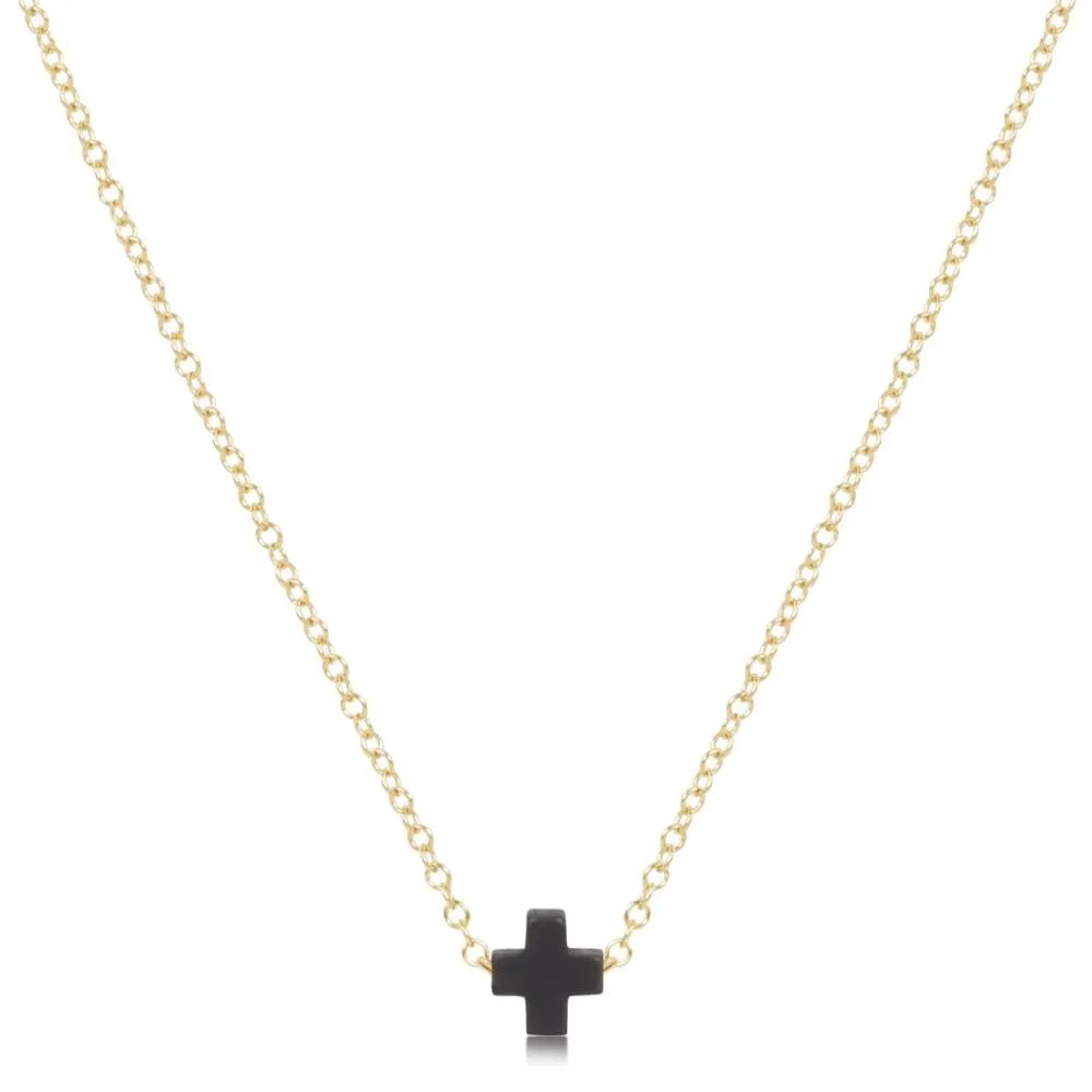enewton 16" Necklace Gold - Signature Cross Small Charm - Charcoal