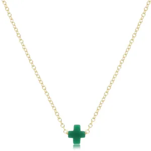 enewton 16" Necklace Gold - Signature Cross Small Charm - Emerald