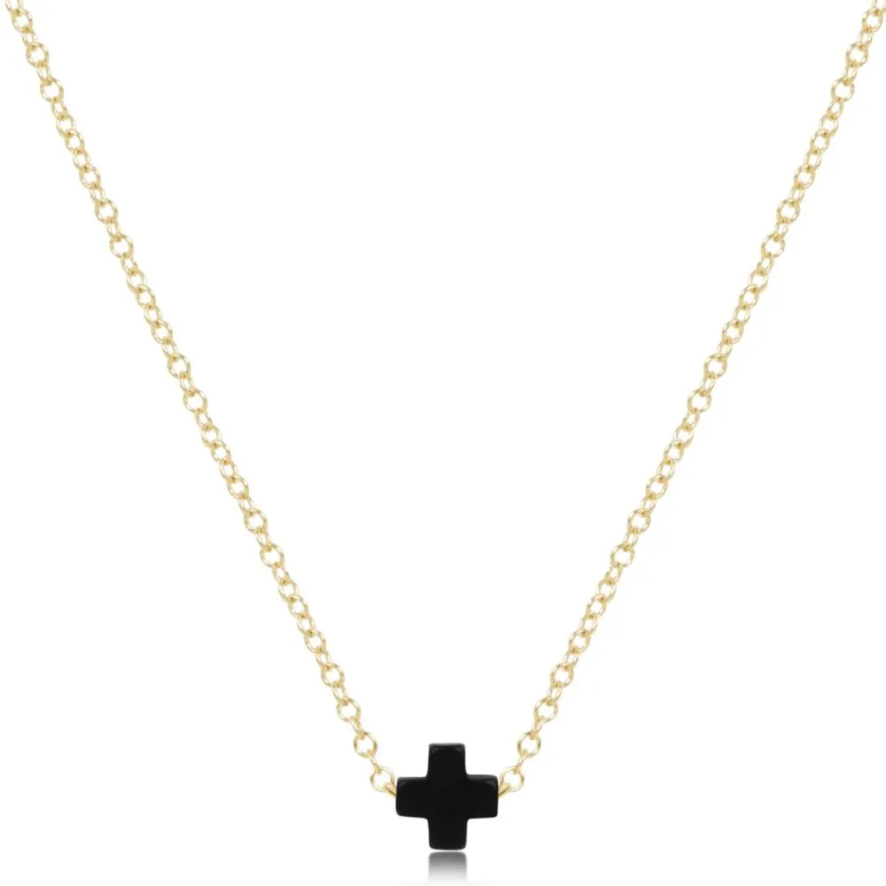 enewton 16" Necklace Gold - Signature Cross Small Charm - Onyx
