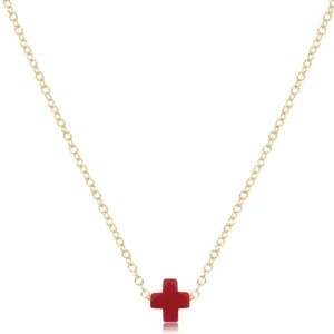 enewton 16" Necklace Gold - Signature Cross Small Charm - Red