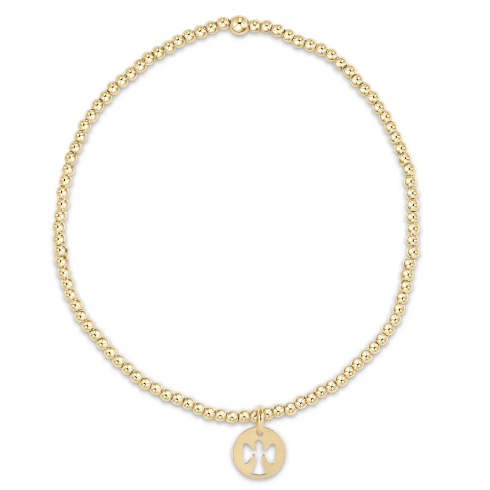 enewton 5.5" egirl Classic Gold 2mm Bead Bracelet - Guardian Angel Small Gold Disc