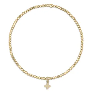 enewton 5.5" egirl Classic Gold 2mm Bead Bracelet - Signature Cross Small Gold Charm
