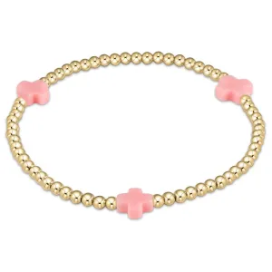 enewton 5.5" egirl Signature Cross Gold Pattern 3mm Bead Bracelet - Pink