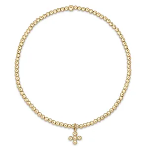 enewton 6.25" Classic Gold 2mm Bead Bracelet - Classic Beaded Signature Cross Small Gold Charm