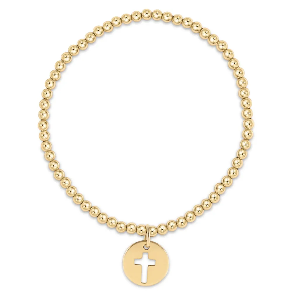 enewton 6.25" Classic Gold 3MM Bead Bracelet- Blessed Gold Disc