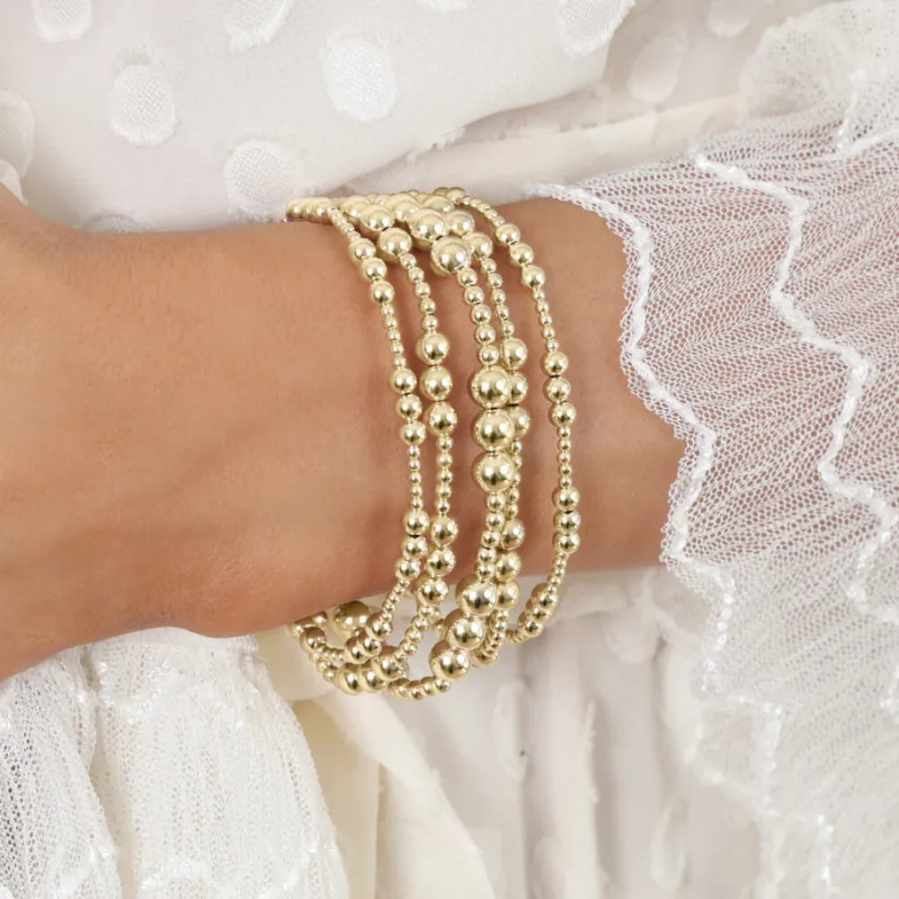 enewton 6.25" Classic Joy Pattern Bead Bracelet - Gold 4mm