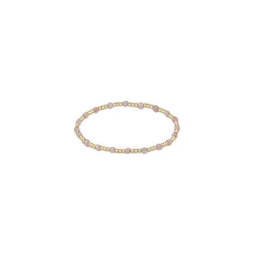 enewton 6.25" Gemstone Gold Sincerity Pattern 3mm Bead Bracelet - Pink Opal
