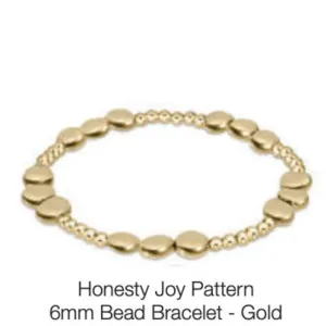 enewton 6.25" Honesty Joy Pattern 6mm Bead Bracelet - Gold *Retired*