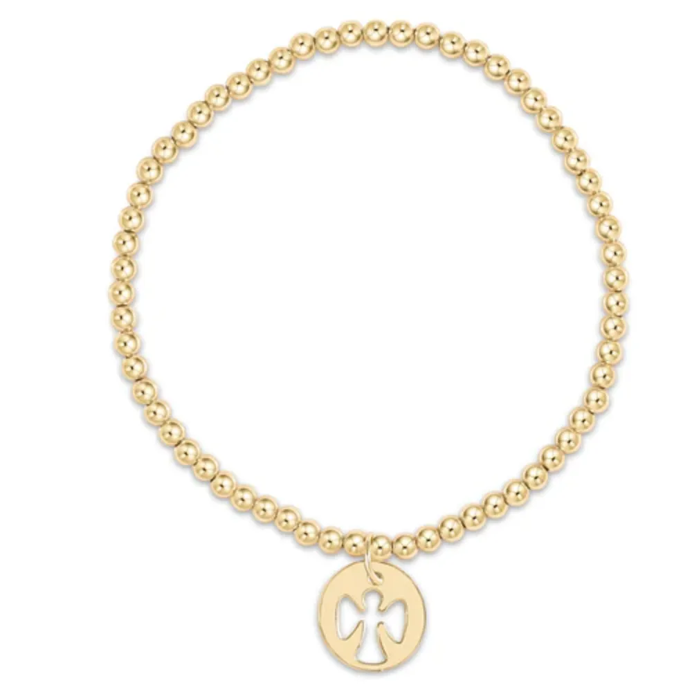 enewton 7.25" extends Classic Gold 3mm Bead Bracelet - Guardian Angel Gold Charm