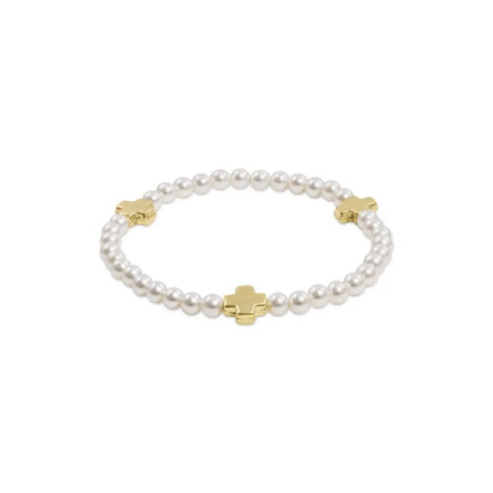 enewton 7.25" Extends - Signature Cross Pearl Pattern 4mm Bead Bracelet