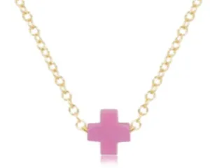 enewton egirl 14" Necklace Gold - Signature Cross Small - Bright Pink