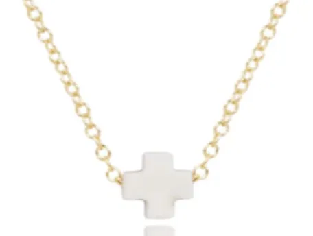 enewton egirl 14" Necklace Gold - Signature Cross Small - Off White