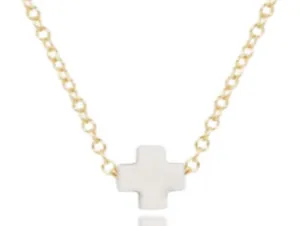 enewton egirl 14" Necklace Gold - Signature Cross Small - Off White