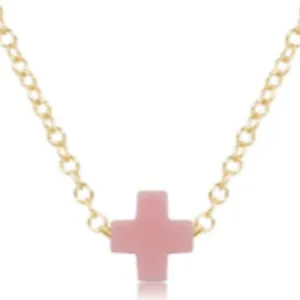 enewton egirl 14" Necklace Gold - Signature Cross Small - Pink
