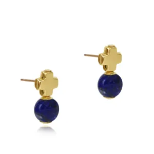 enewton Signature Cross Gold Stud - Lapis