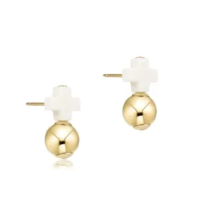 enewton Signature Cross Off-White Stud - Gold