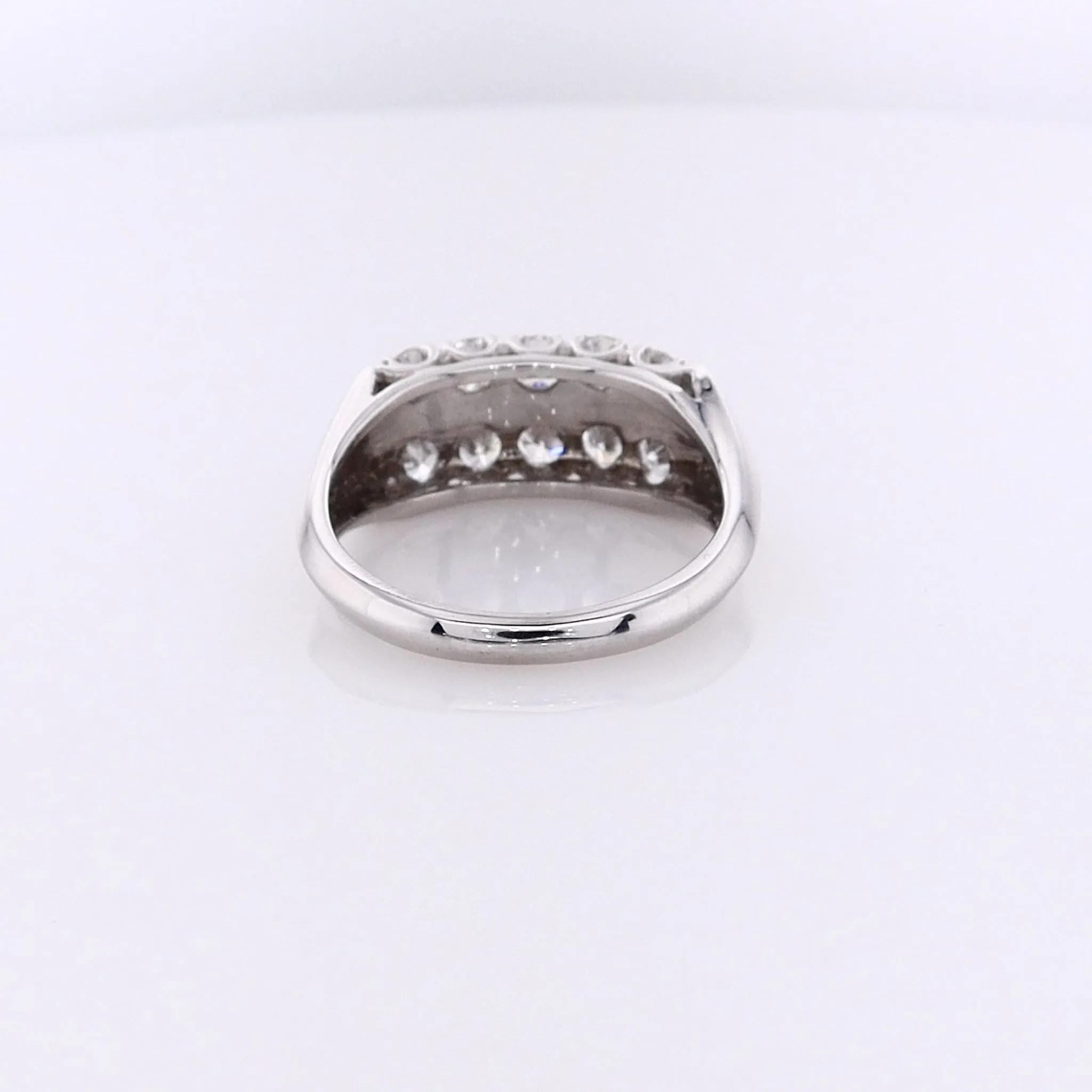 Estate 14 Karat White Gold 2 Row Diamond Ring