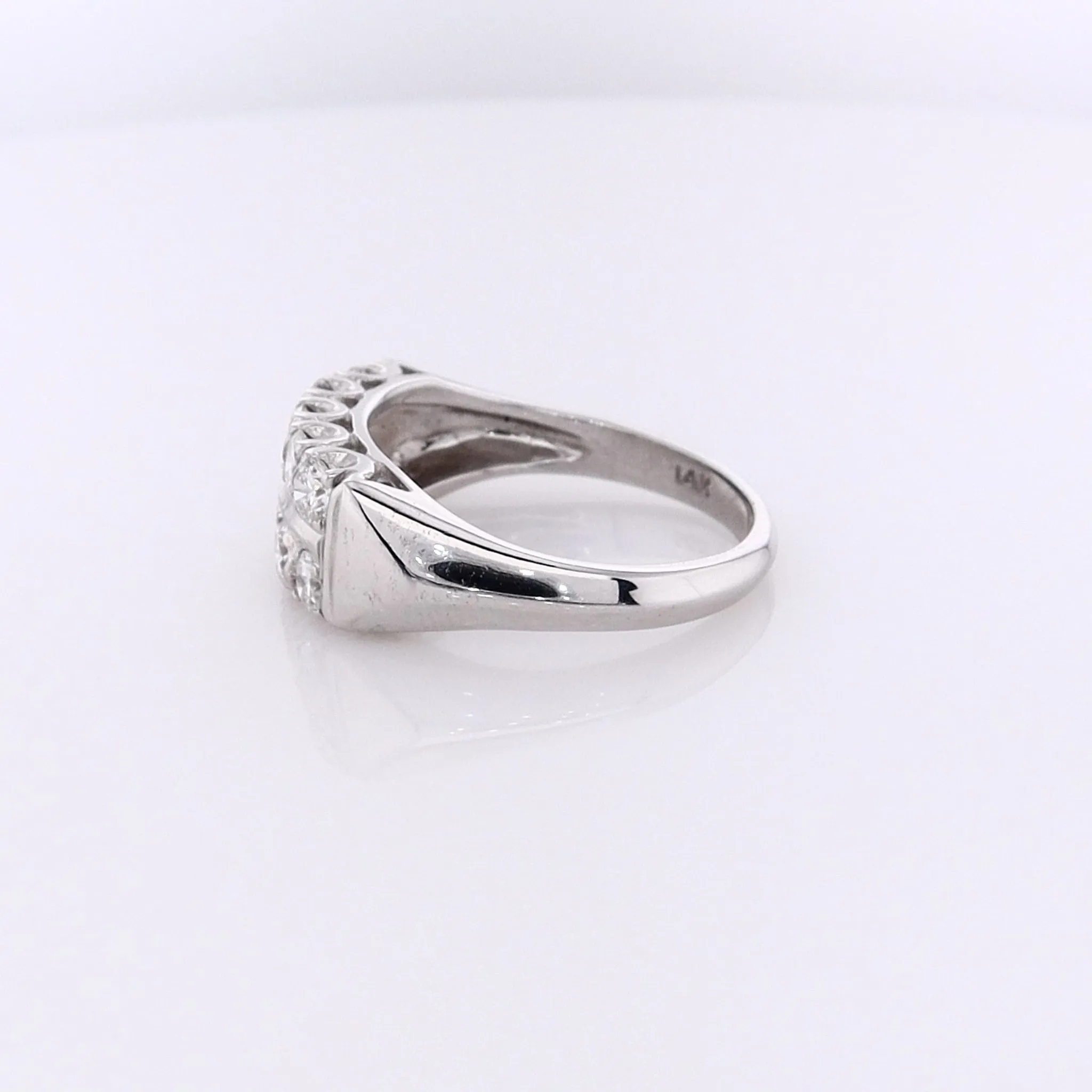 Estate 14 Karat White Gold 2 Row Diamond Ring