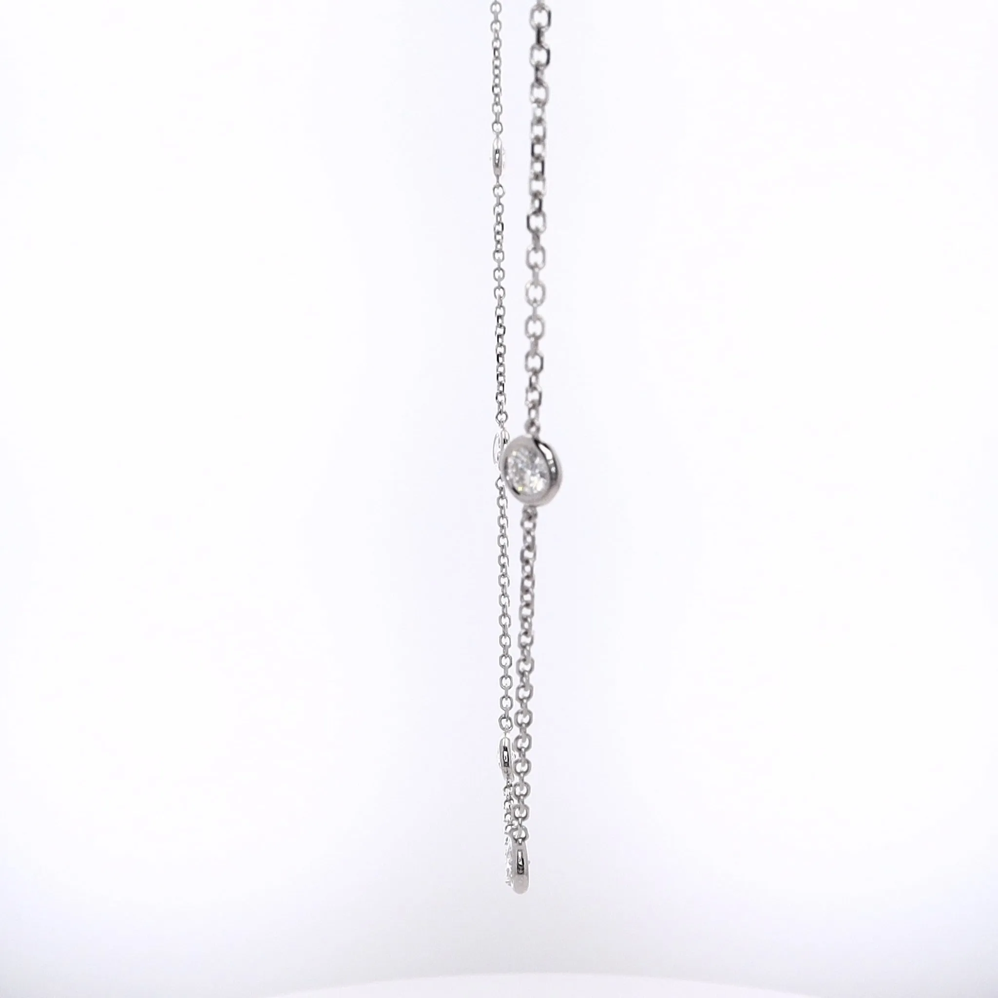 Estate 14 Karat White Gold Diamonds by the Yard Pendant Necklace||