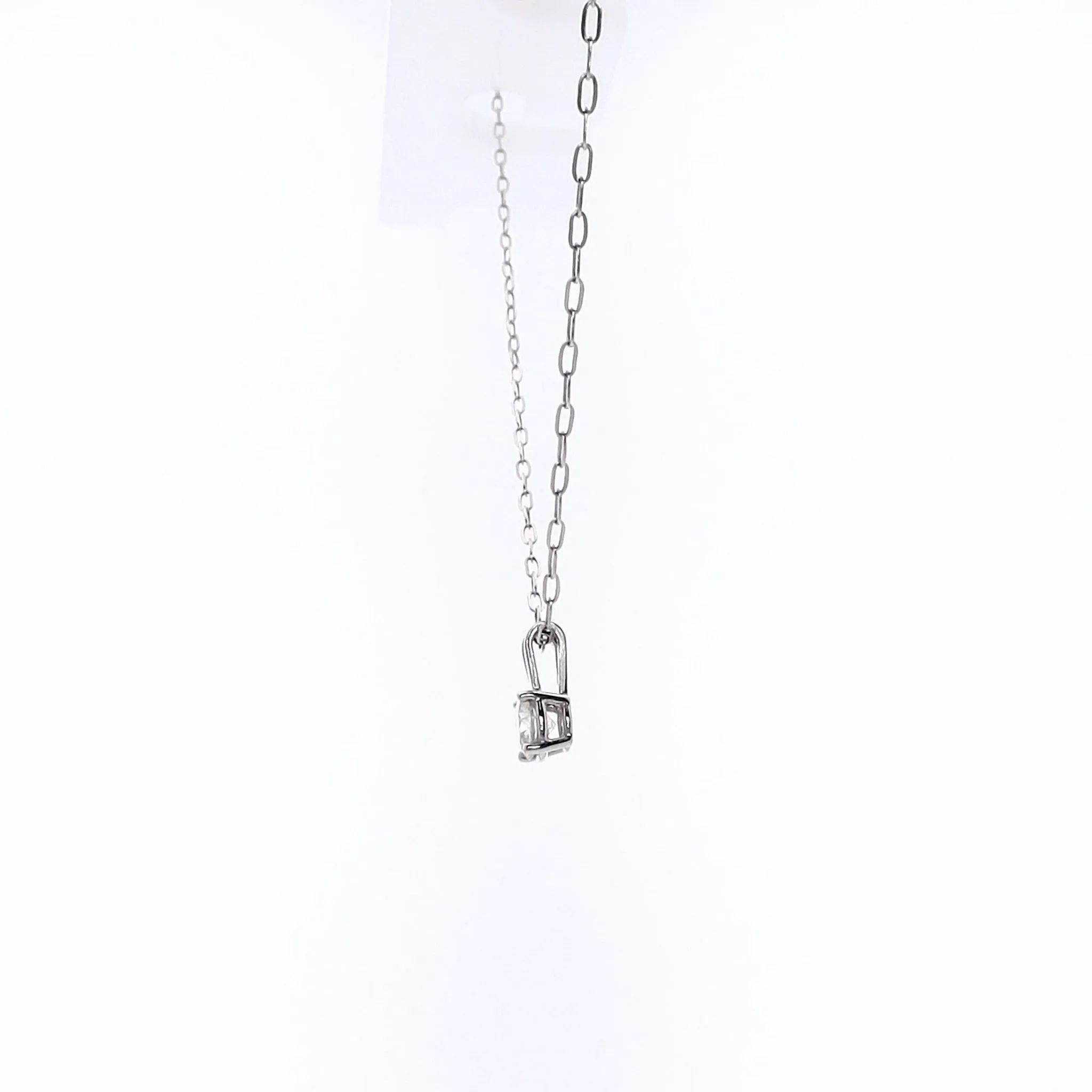 Estate 14 Karat White Gold Solitaire Diamond Pendant Necklace