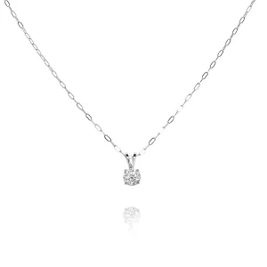 Estate 14 Karat White Gold Solitaire Diamond Pendant Necklace