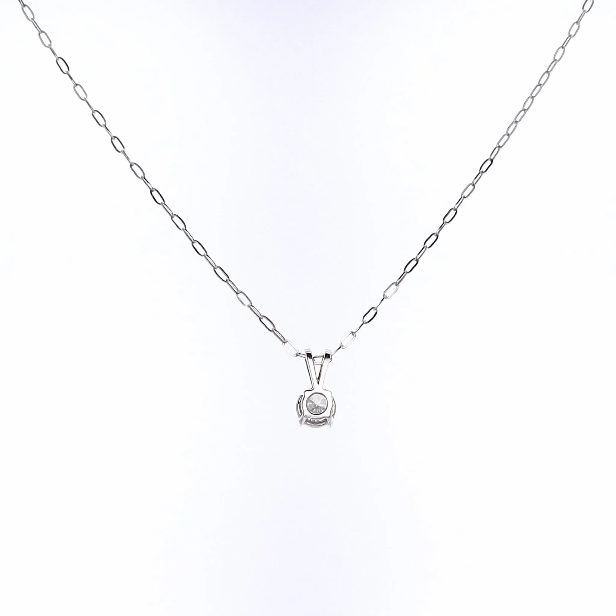 Estate 14 Karat White Gold Solitaire Diamond Pendant Necklace