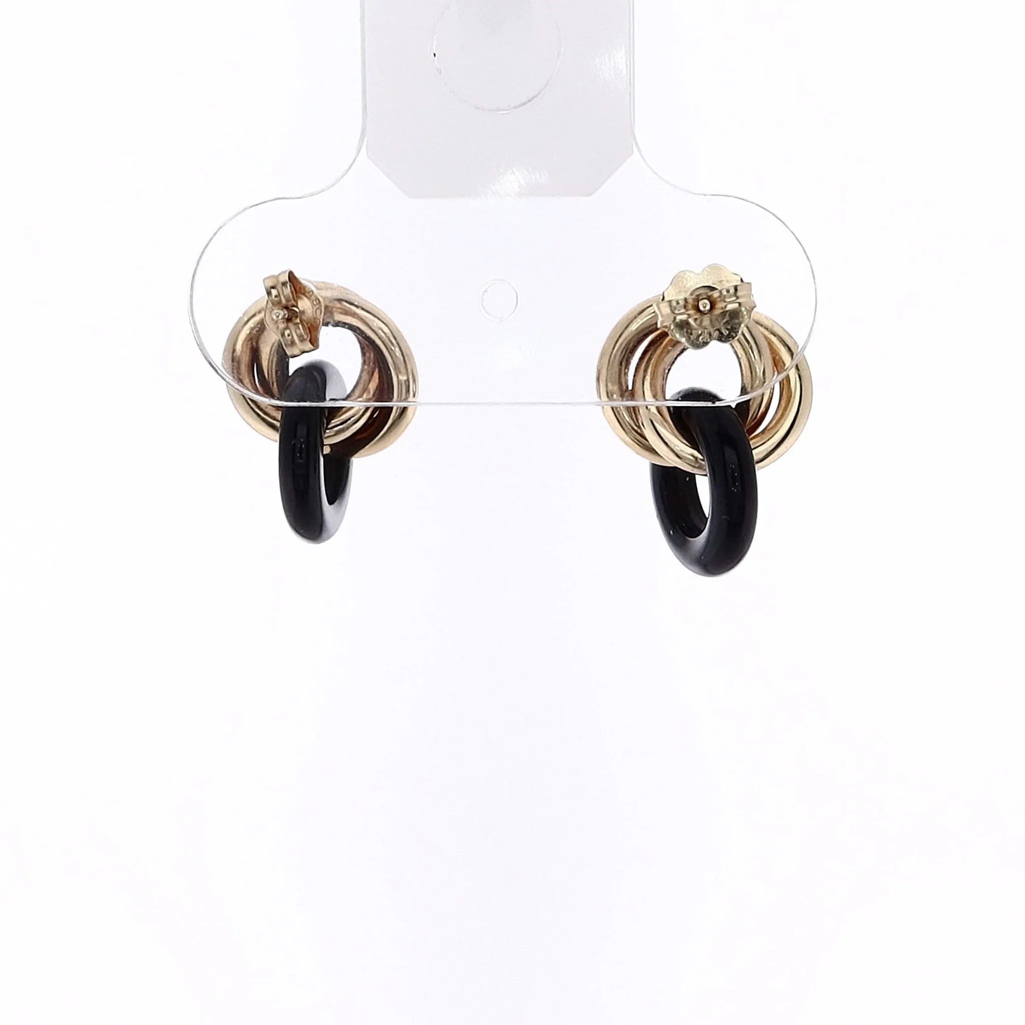 Estate 14k Yellow Gold Love Knot Onyx Stud Earrings