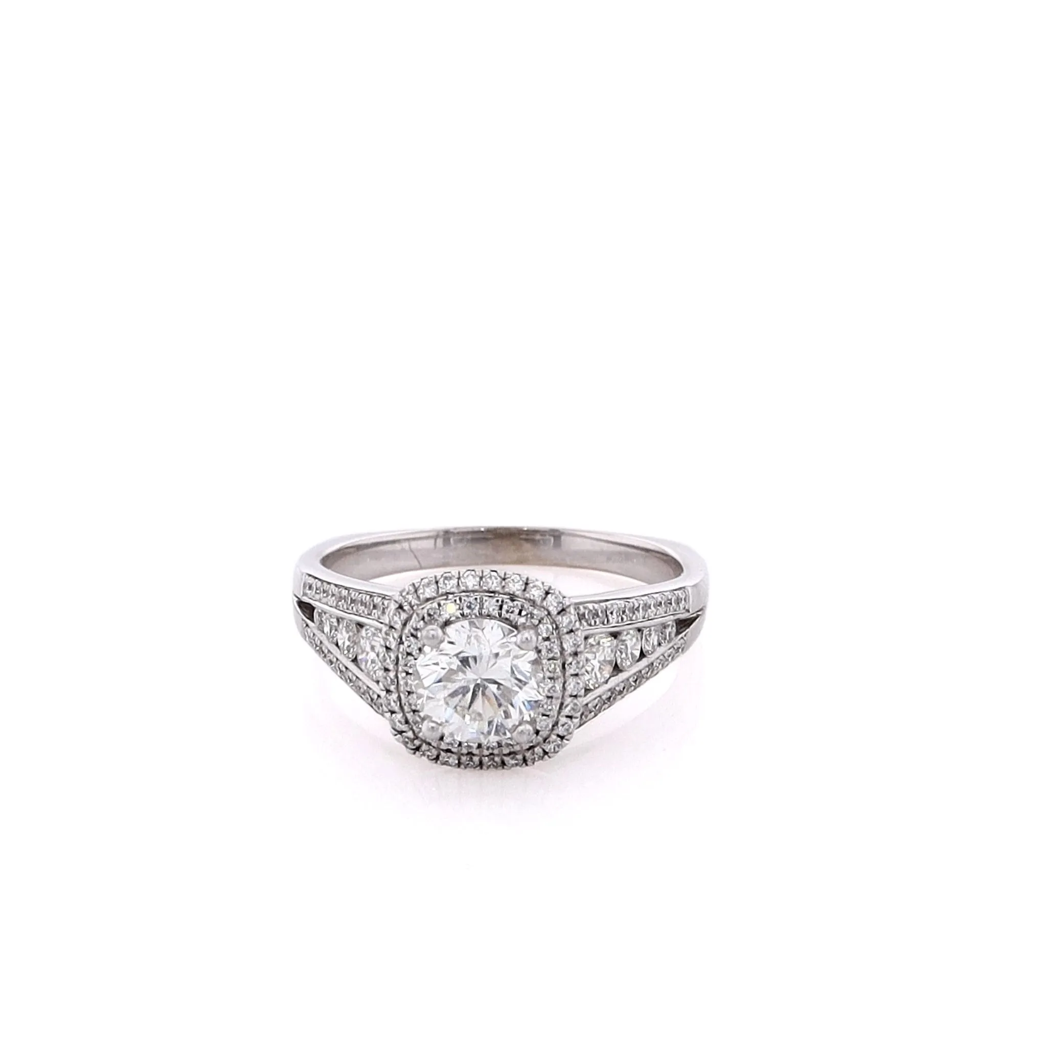 Estate 18 Karat White Gold Diamond Engagement Ring