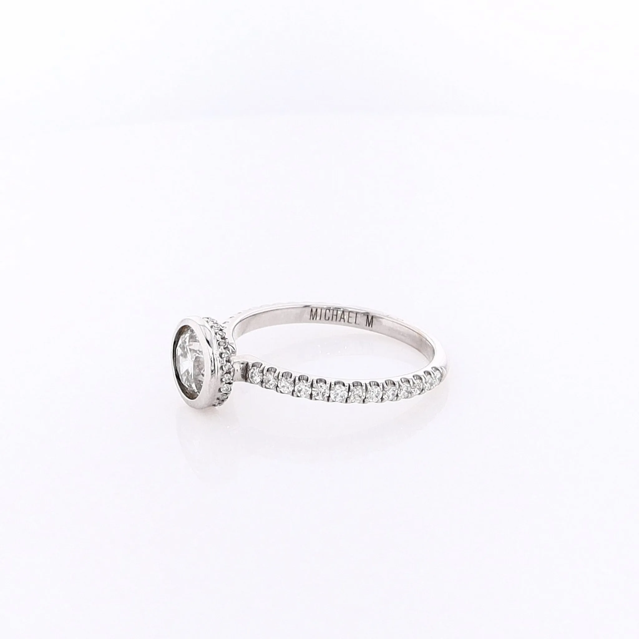 Estate Michael M 18 Karat White Gold Diamond Engagement Ring