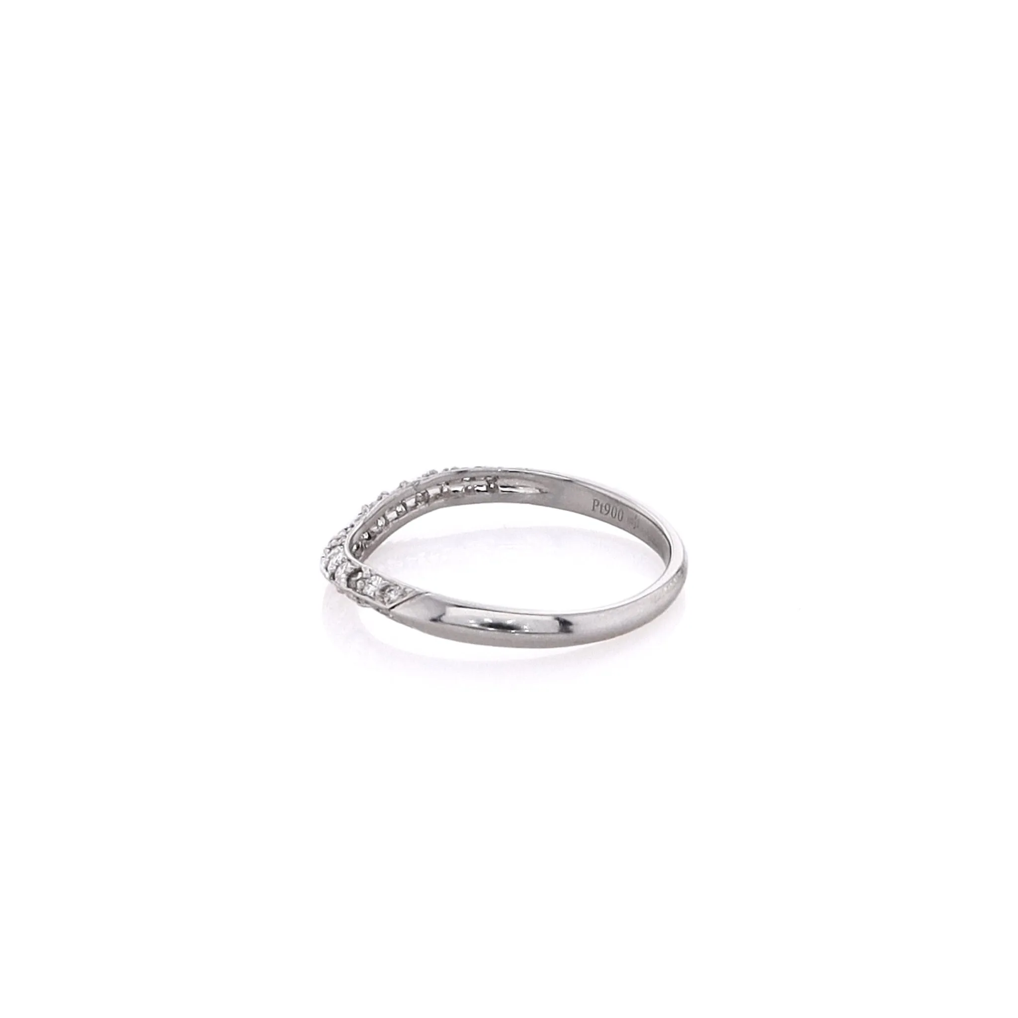 Estate Platinum Curved Knife Edge 2 Row Diamond Wedding Band