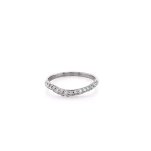 Estate Platinum Curved Knife Edge 2 Row Diamond Wedding Band