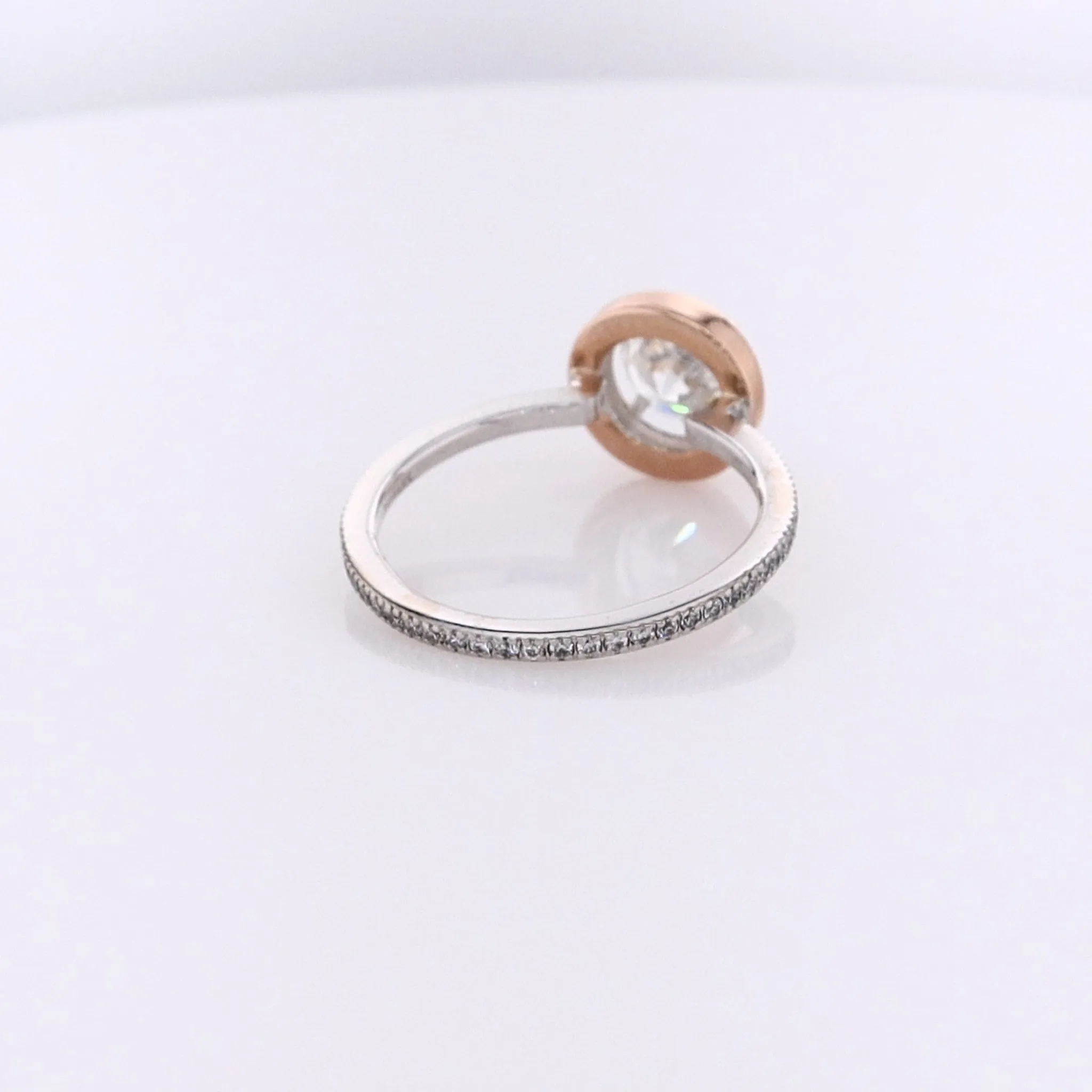 Estate Simon G 18 Karat White and Rose Gold Diamond Engagement Ring