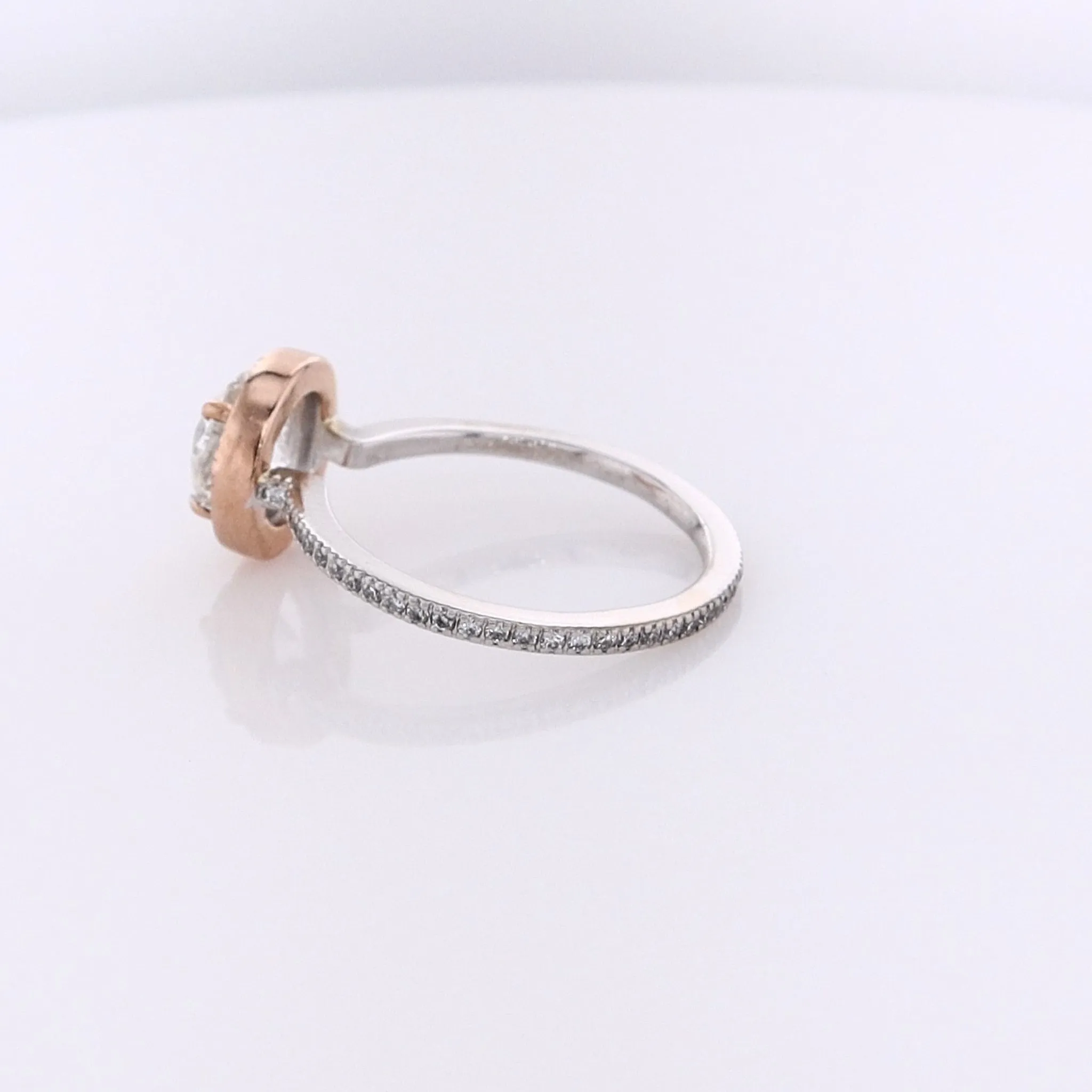 Estate Simon G 18 Karat White and Rose Gold Diamond Engagement Ring