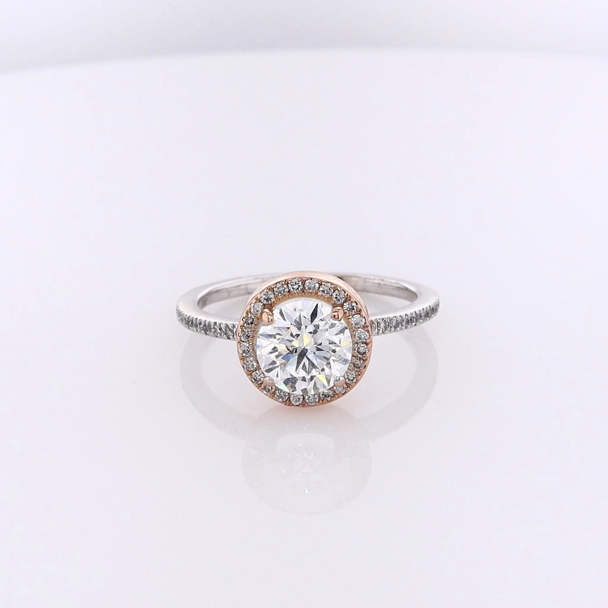 Estate Simon G 18 Karat White and Rose Gold Diamond Engagement Ring