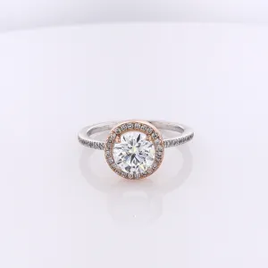 Estate Simon G 18 Karat White and Rose Gold Diamond Engagement Ring