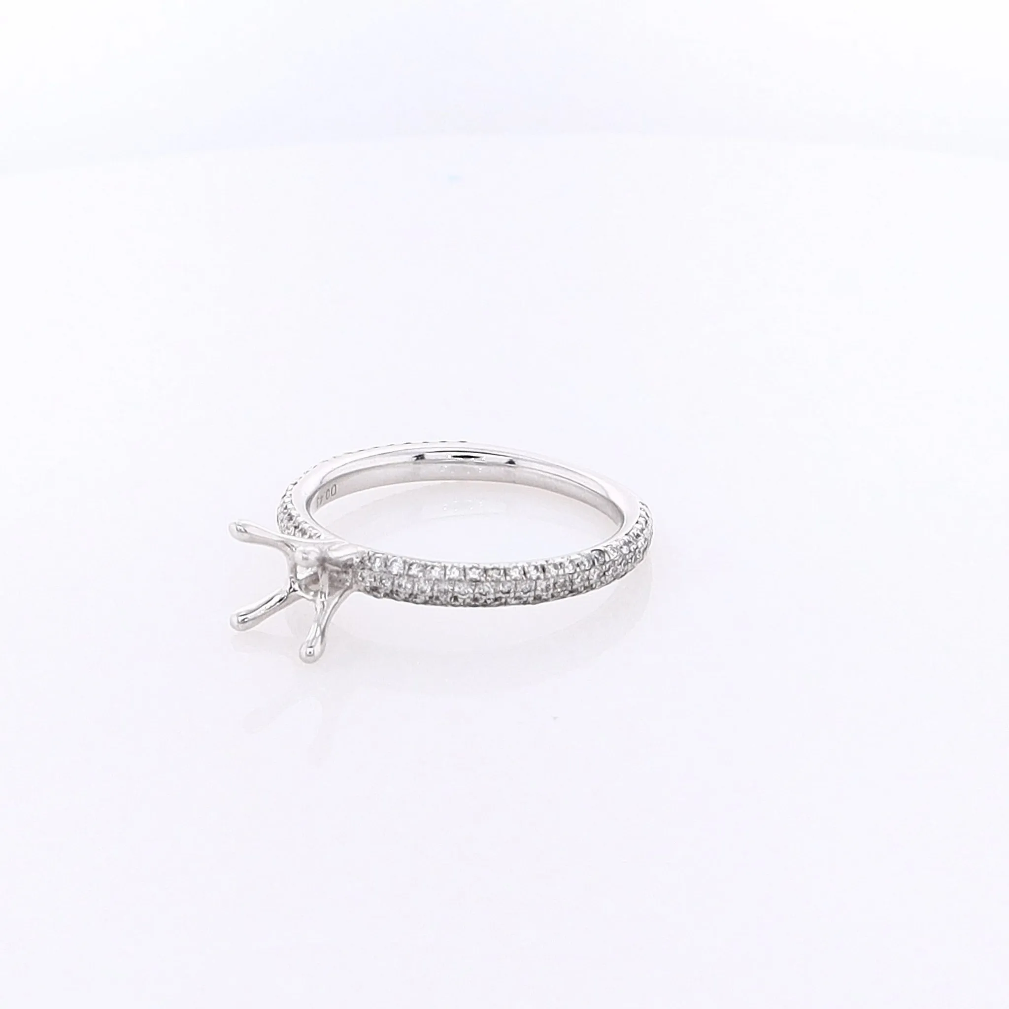 Estate SIMON G 18 Karat White Gold Semi Pave Diamond Ring Solitaire Mounting Ring