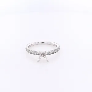 Estate SIMON G 18 Karat White Gold Semi Pave Diamond Ring Solitaire Mounting Ring