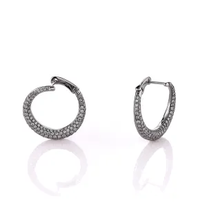 Estate Simon G 18k White Gold Tapered Diamond Hoop Earrings
