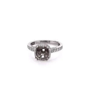 Estate Tacori 18 Karat White Gold Diamond 3 Sided Halo and Shank Ring Mounting