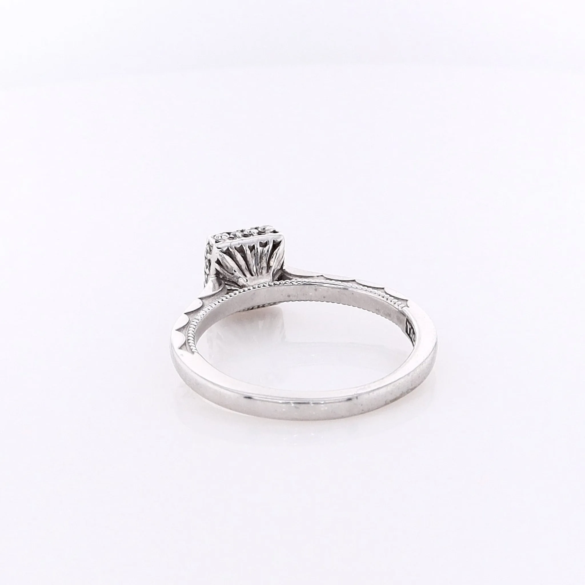 Estate Tacori 18 karat White Gold Sculpted Crescent Diamond Engagement Ring