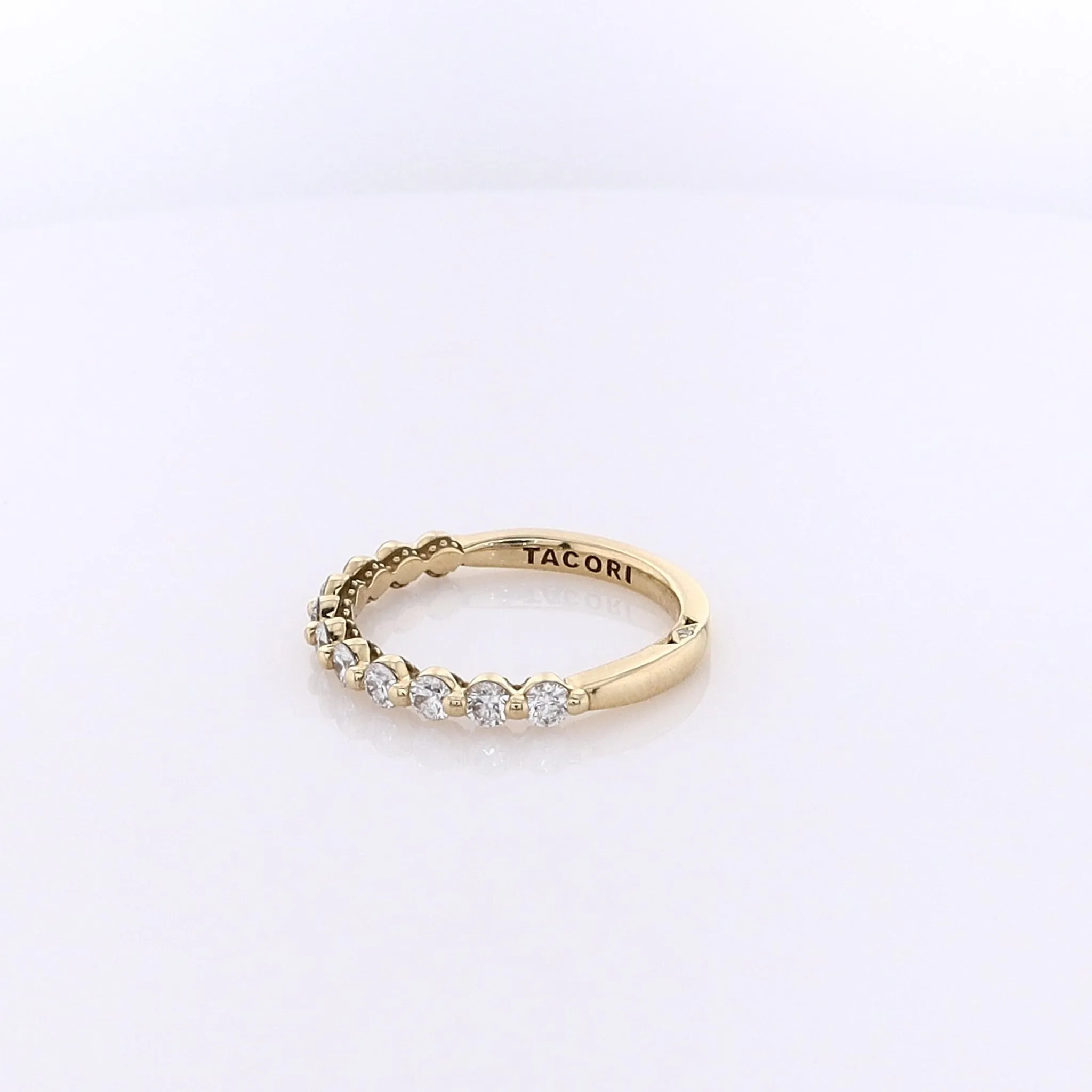 Estate Tacori 18 Karat Yellow Gold Sculpted Crescent Diamond Wedding Band