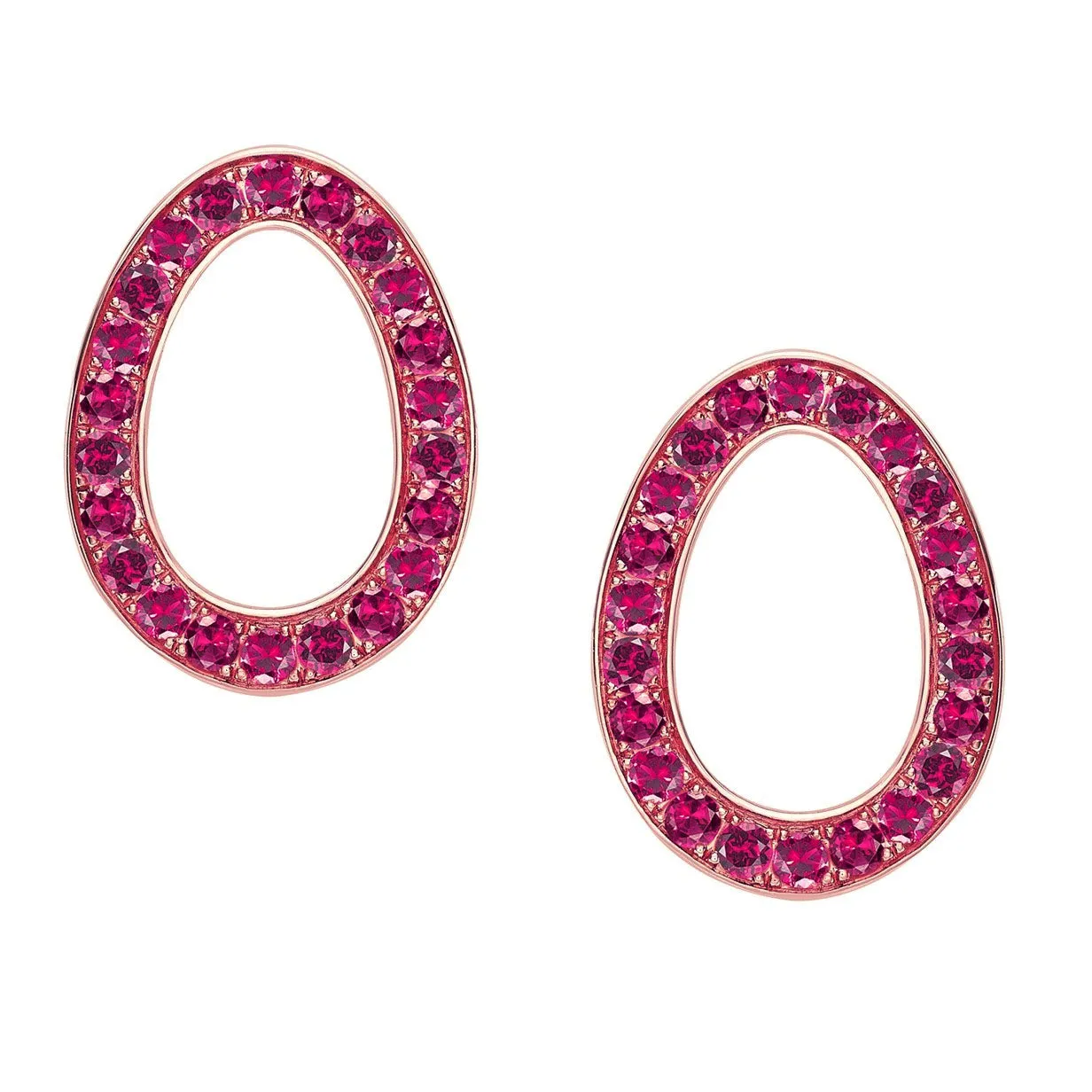 Faberg Colours of Love Sasha Rose Gold Ruby Egg Stud Earrings