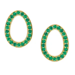 Faberg Colours of Love Sasha Yellow Gold Emerald Egg Stud Earrings