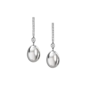 Faberg Essence White Gold Diamond Set Egg Drop Earrings