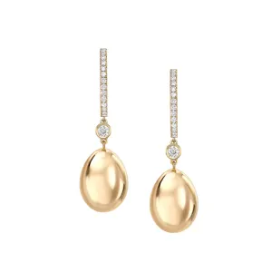 Faberg Essence Yellow Gold Diamond Set Egg Drop Earrings