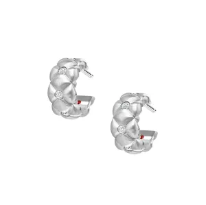 Faberg Treillage Brushed White Gold Diamond Hoop Earrings