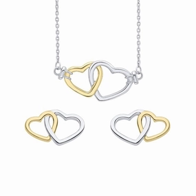 Fiorelli Silver Heart Earrings and Necklace Gift Set