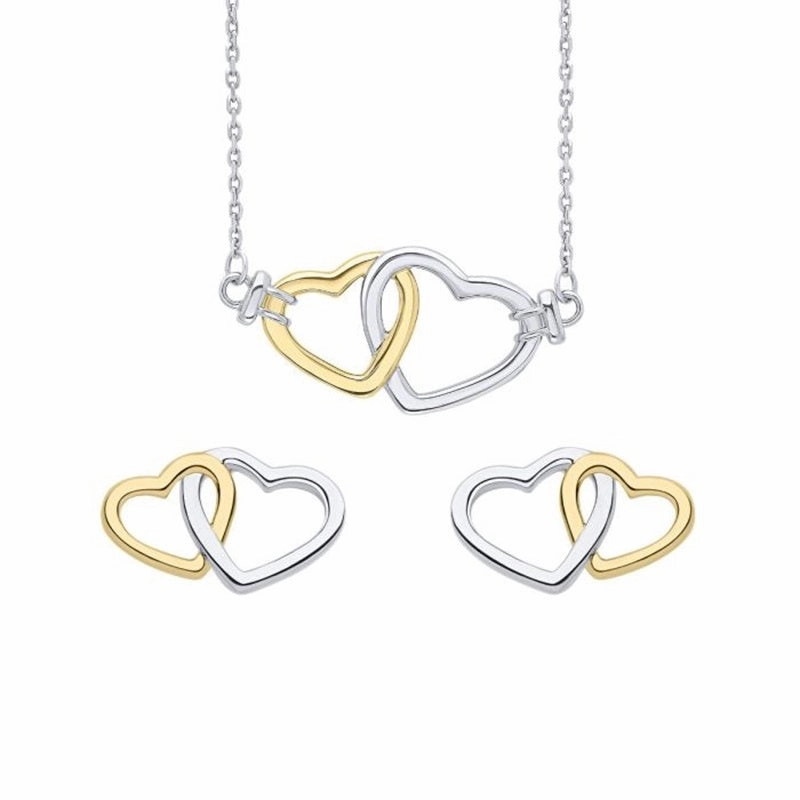 Fiorelli Silver Heart Earrings and Necklace Gift Set